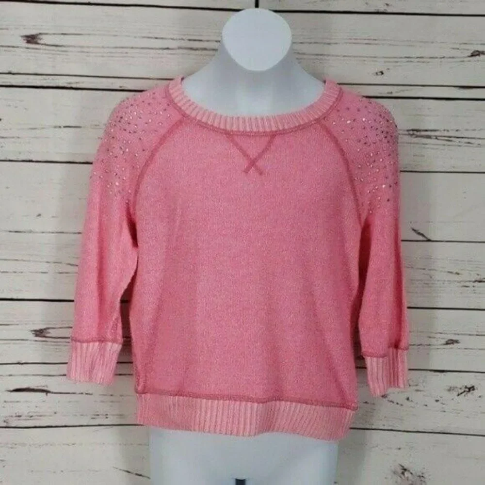 Justice‎ Girl's Pink Jeweled Sweater SZ 14
